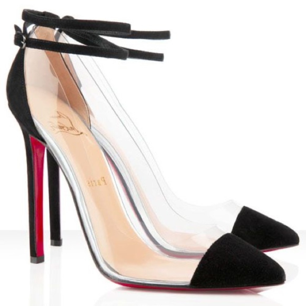 Christian Louboutin Clear and black Suede heel